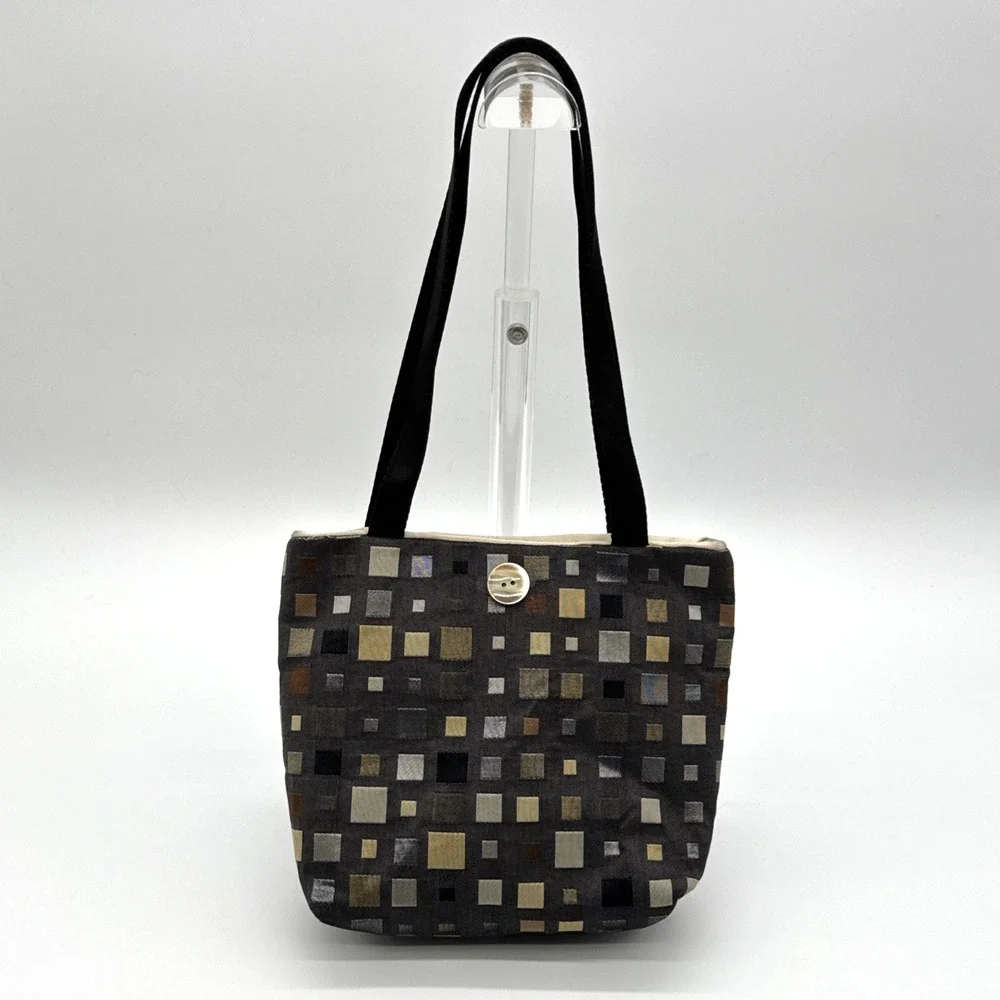 VIV‎ PICKLE Vintage One Of A Kind Designer Handbag Geometric Black Grey Unused
